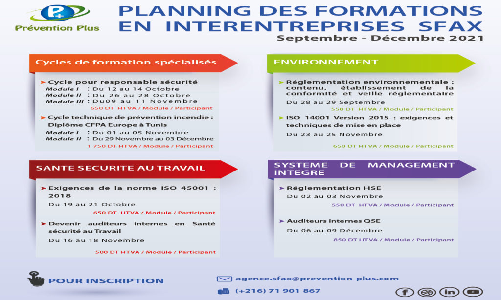 PLANNING DES FORMATIONS EN INTERENTREPRISES SFAX