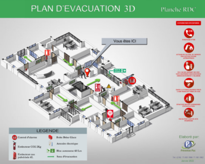 plan d'évacuation 3D
